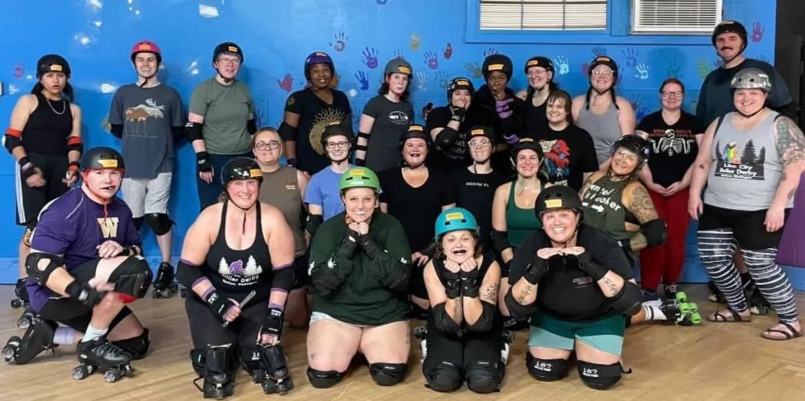LCRD's Not Yetis new skater group posing together after practice